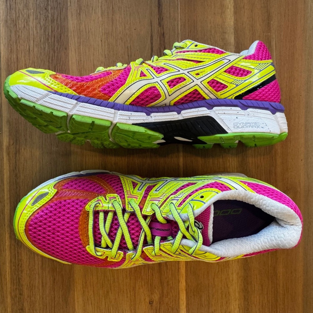 ASICS Gel-Cumulus 20â Women 7 Running Sneaker Shoes Pink Yellow Purple Athletic